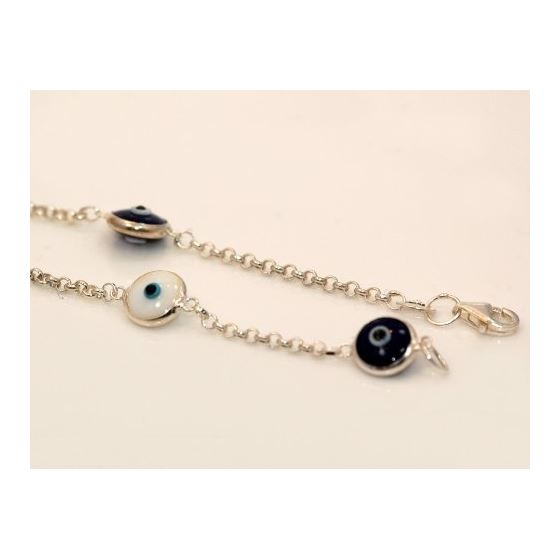 "Evil Eye Murano Glass Bead Designer Sterling Silver Bracelet SD12