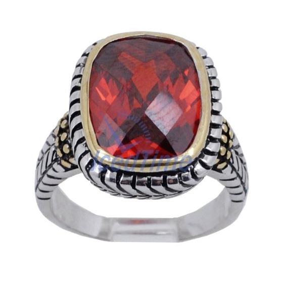 "Ladies .925 Italian Sterling Silver Ruby Red synthetic gemstone ring SAR25 6