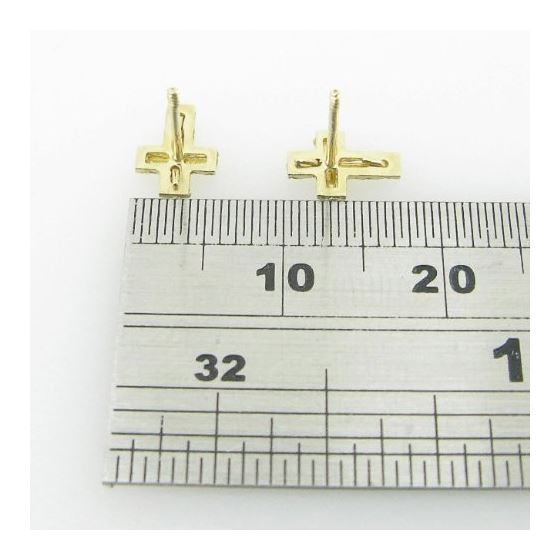 womens bp38 fancy earrings 14K yellow gold italian ball stud huggie hoop 4