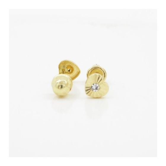 14K Yellow gold Heart cz stud earrings for Children/Kids web483 2