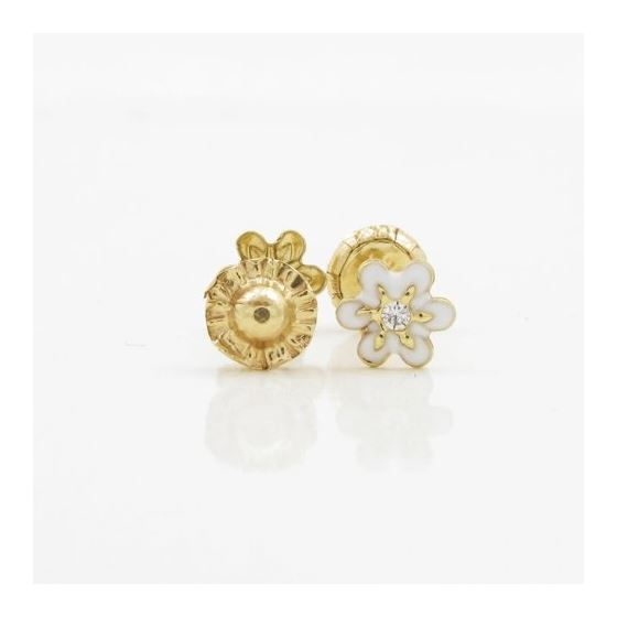 14K Yellow gold Flower cz stud earrings for Children/Kids web25 2