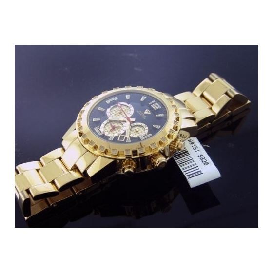 Yellow Gold 38Mm Round 24 Diamonds Watch-2