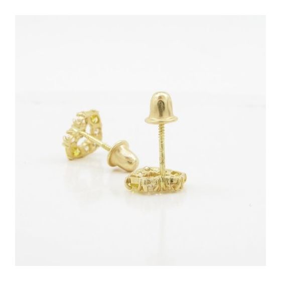 14K Yellow gold Heart fancy cz stud earrings for Children/Kids web438 4
