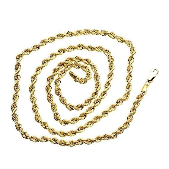 10K YELLOW Gold HOLLOW ROPE Chain - 28 Inches Long 4.5MM Wide 2