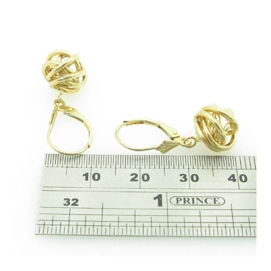 womens bp68 fancy earrings 14K yellow gold italian ball stud huggie hoop 4