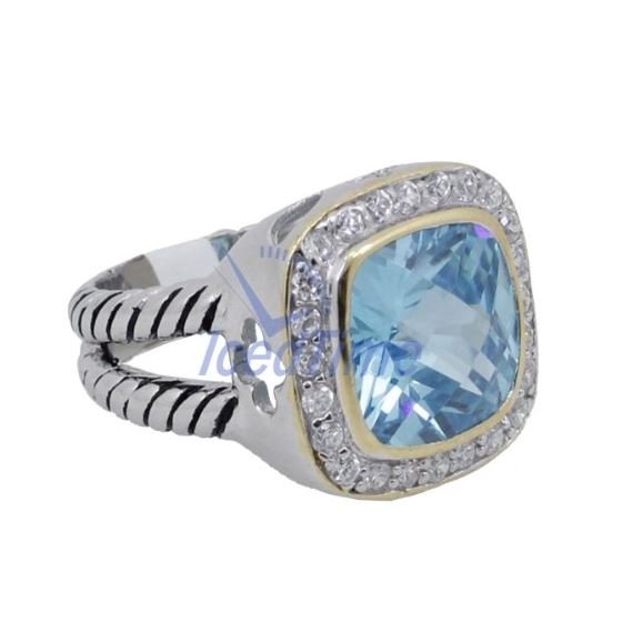 "Ladies .925 Italian Sterling Silver Baby blue synthetic gemstone ring SAR55 6
