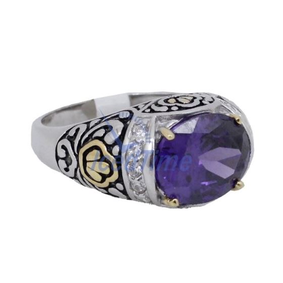 "Ladies .925 Italian Sterling Silver Purple Violet synthetic gemstone ring SAR6 6