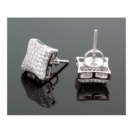 Sterling Silver Unisex Fashion Hand Set Stud Earrings ME0216c 2