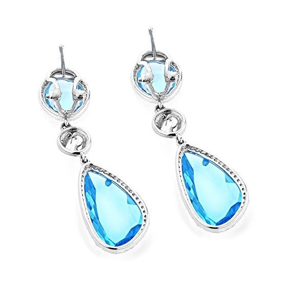 Unique 14K Gold Blue Topaz Ladies Natural Diamon-2