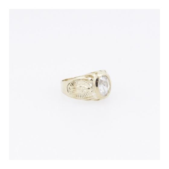 10k Yellow Gold Syntetic white gemstone ring ajjr43 Size: 2.25 4