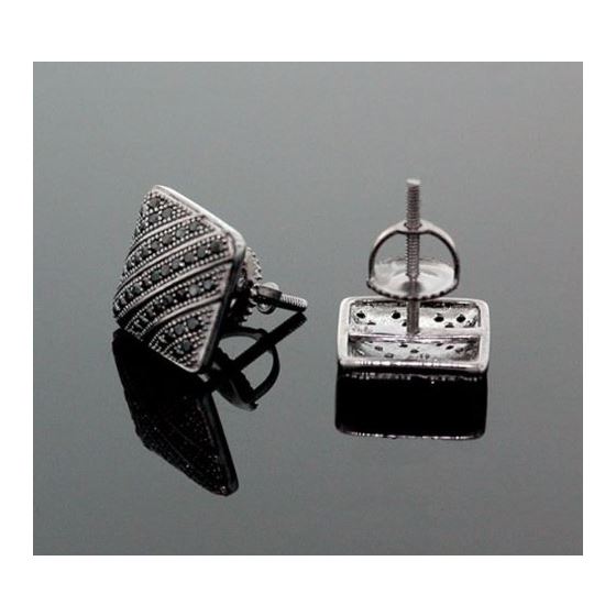 Sterling Silver Unisex Fashion Square Hand Set Stud Earrings ME0225c 2