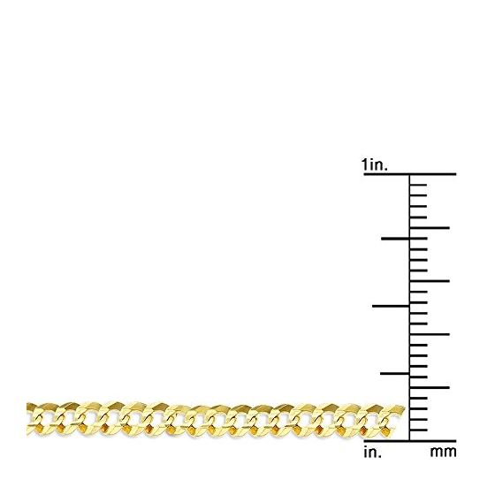 "10K 18"" long Yellow Gold 3.2mm wide Comfort Curb Cuban Italy Chain Necklace Lobster Clasp FJ-100CC