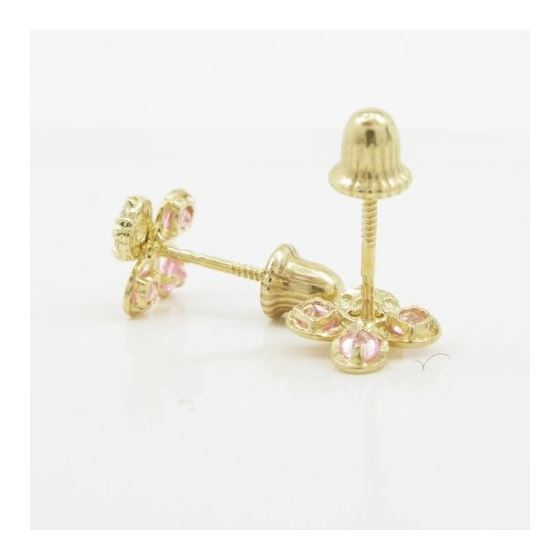 14K Yellow gold Flower cz stud earrings for Children/Kids web430 4