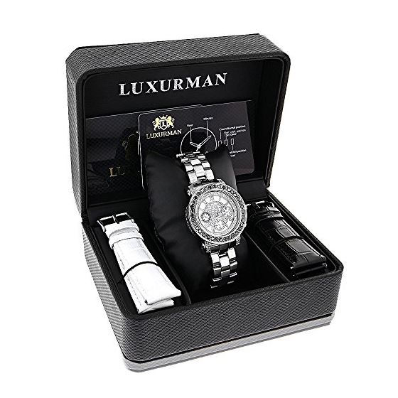 Luxurman Watches: Ladies Genuine Black Diamonds on the Bezel Watch 2.50ct 4