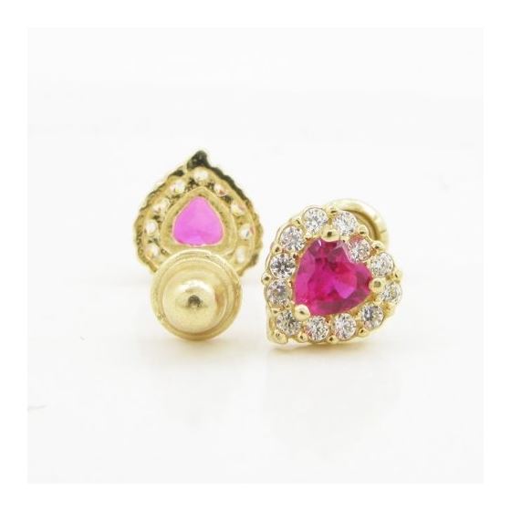 14K Yellow gold Heart cz stud earrings for Children/Kids web249 2