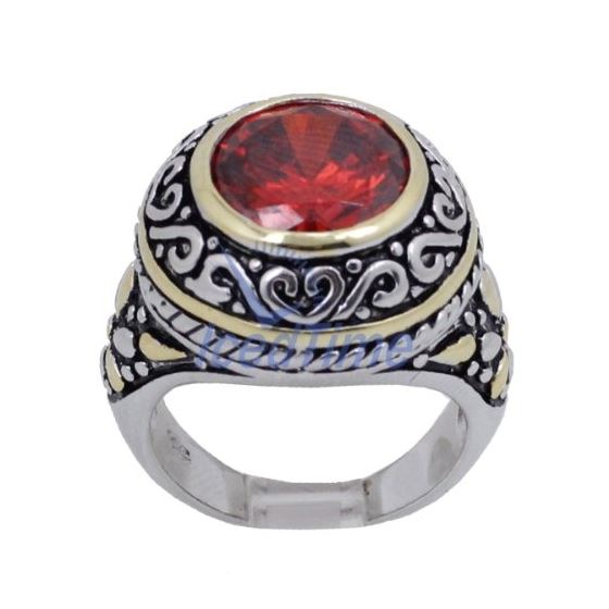 "Ladies .925 Italian Sterling Silver Ruby Red synthetic gemstone ring SAR46 6