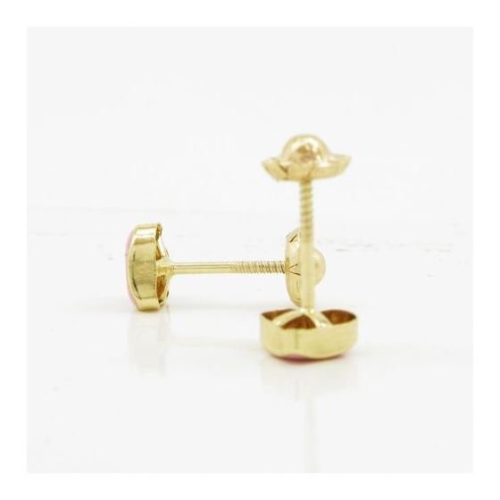 14K Yellow gold Heart cz stud earrings for Children/Kids web137 4