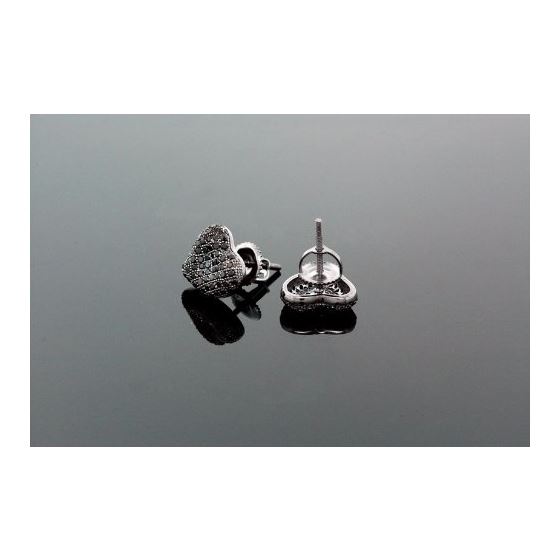 Sterling Silver Heart Shape Fashion Hand Set Stud Earrings ME0212d 2