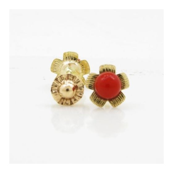 14K Yellow gold Flower pearl stud earrings for Children/Kids web211 2
