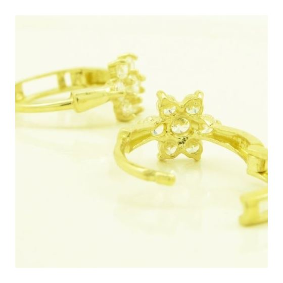 14K Yellow gold Flower cz hoop earrings for Children/Kids web264 4