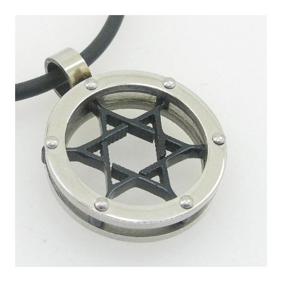 Unisex genuine leather braided crystal necklace pendant black jewish star pendant leather necklace 2