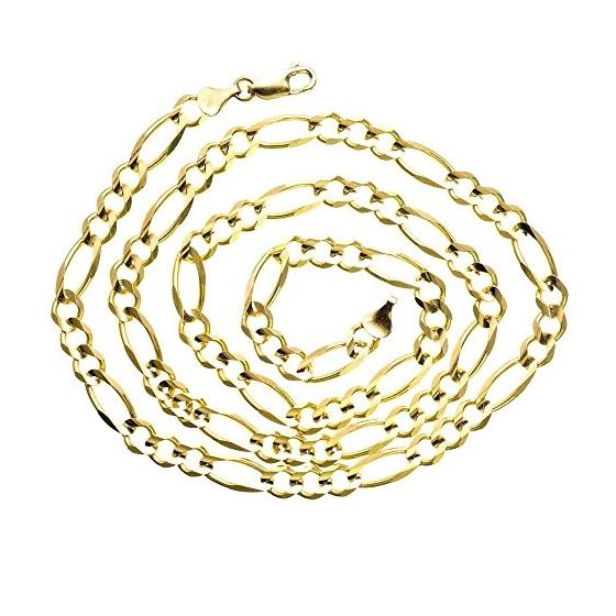 14K YELLOW Gold SOLID FIGARO Chain - 26 Inches Long 6.6MM Wide 2