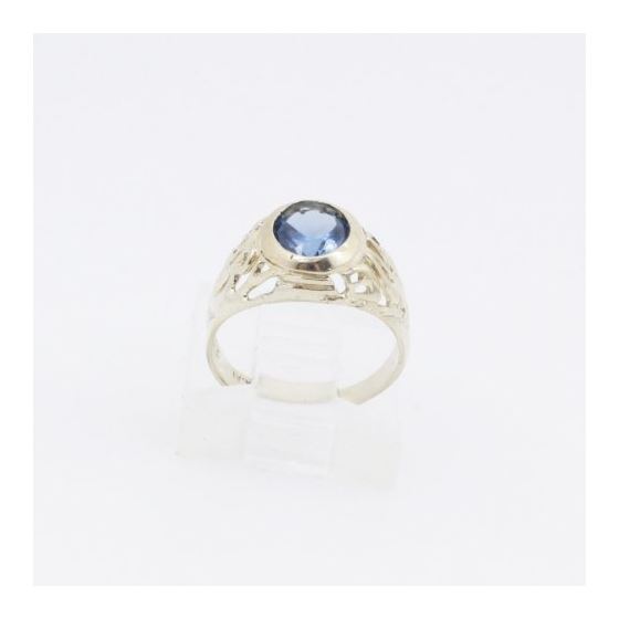 10k Yellow Gold Syntetic blue gemstone ring ajr19 Size: 2.25 2