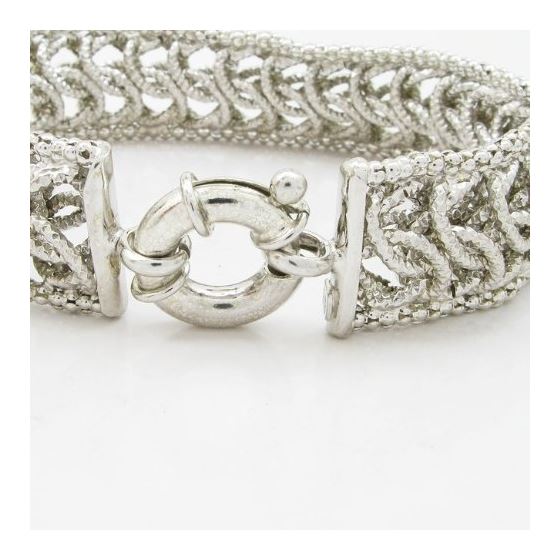 Mens Sterling silver Fancy multi link white bracelet 2