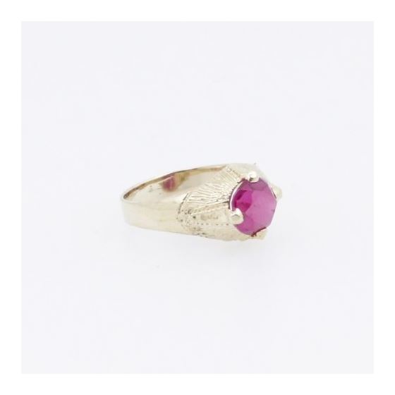 10k Yellow Gold Syntetic pink gemstone ring ajr7 Size: 1.75 4