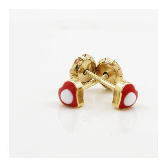 14K Yellow gold Simple heart stud earrings for Children/Kids web142 4