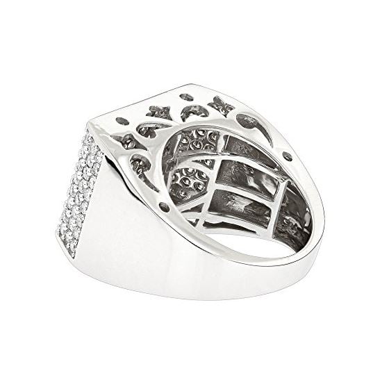 Mens Ring 14K Gold Pave Diamond Band 4Ctw (White-2