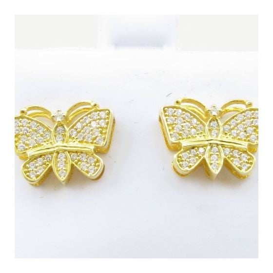 Womens .925 sterling silver Yellow butterfly earring 2 MLCZ265 4mm thick and 13mm wide Size 2