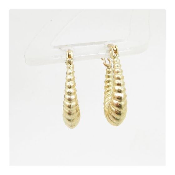 10k Yellow Gold earrings Fancy puff bamboo gold earrings AGBE79 2