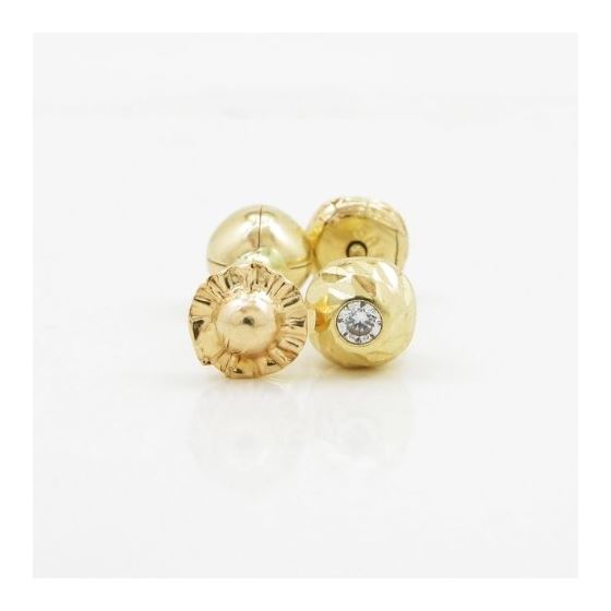 14K Yellow gold Round cz stud earrings for Children/Kids web129 2