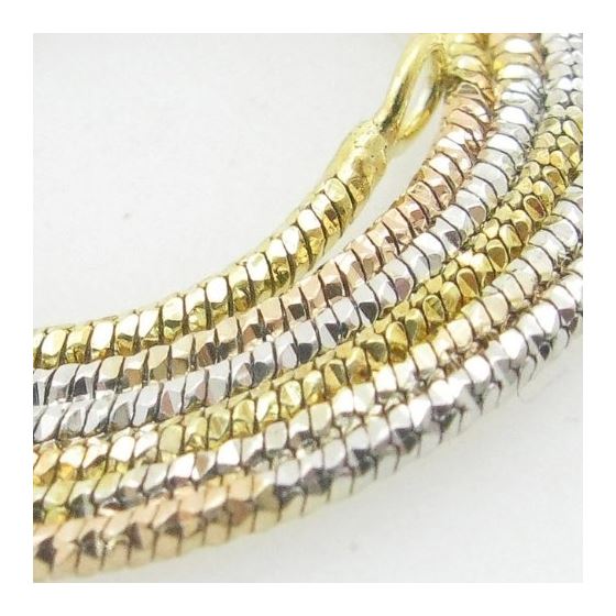 Ladies .925 Italian Sterling Silver Tri Color Snake Link Chain Length - 16 inches Width - 1.5mm 2