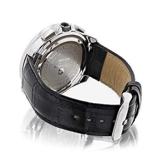 Centorum Flacon Mens Real Diamond Watch Chronograph MOP 0.55ct Leather Band 2