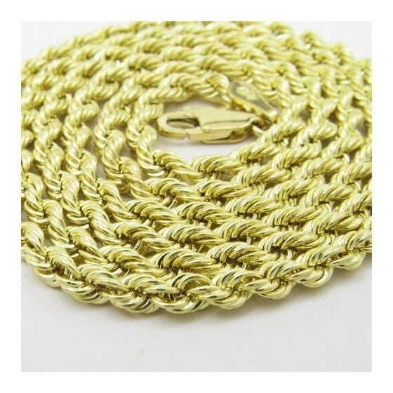 "Mens 10k Yellow Gold skinny rope chain ELNC13 22"" long and 3mm wide 2"