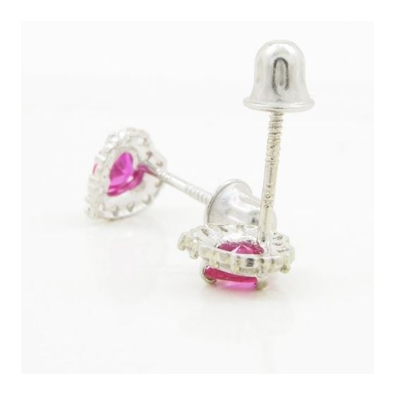 14K White gold Heart cz stud earrings for Children/Kids web250 4