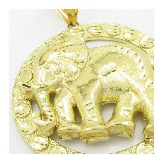 Mens 10k Yellow gold Round elephant charm EGP81 2