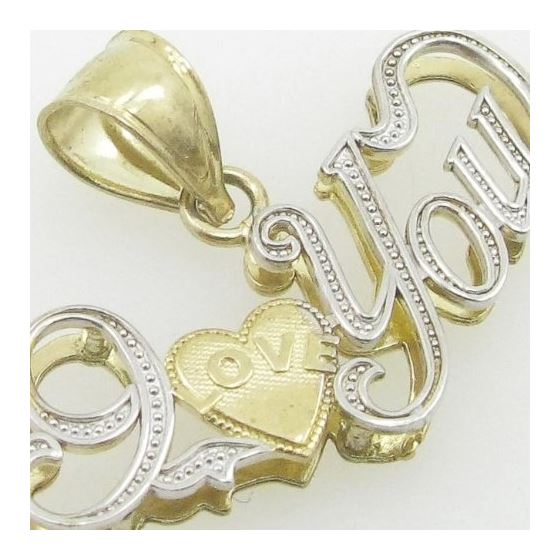 Ladies 10K Solid Yellow Gold curved I love you pendant Length - 23.5mm Width - 1.26mm 2