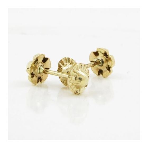 14K Yellow gold Flower pearl stud earrings for Children/Kids web214 4
