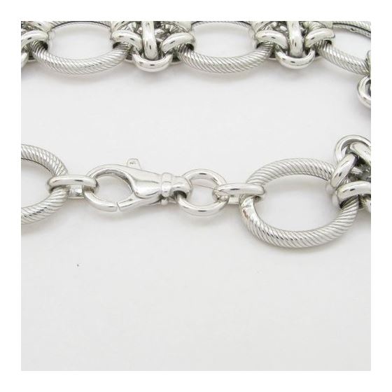 Womens Sterling silver Fancy oval link bracelet 2