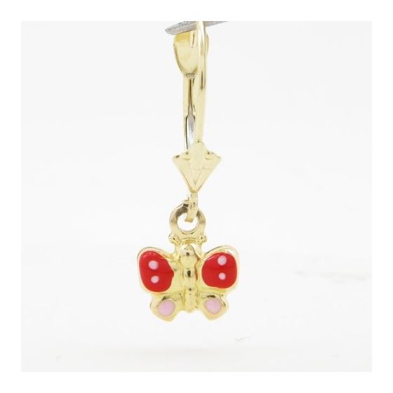 14K Yellow gold Butterfly chandelier earrings for Children/Kids web361 2