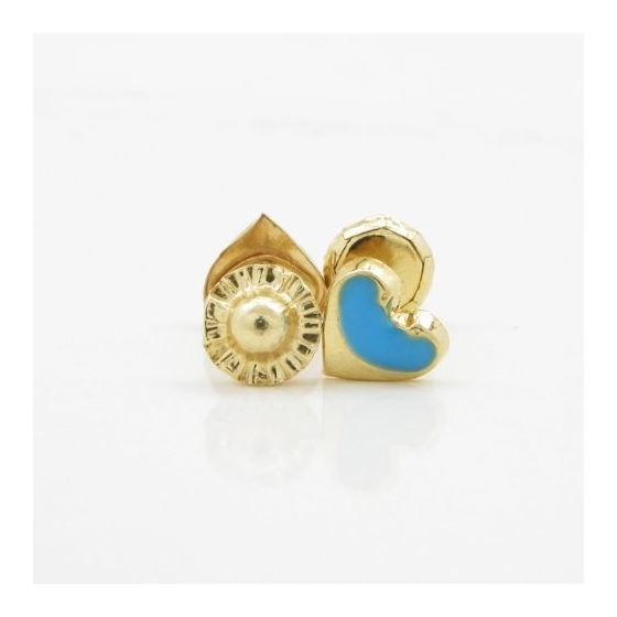 14K Yellow gold Heart stud earrings for Children/Kids web106 2