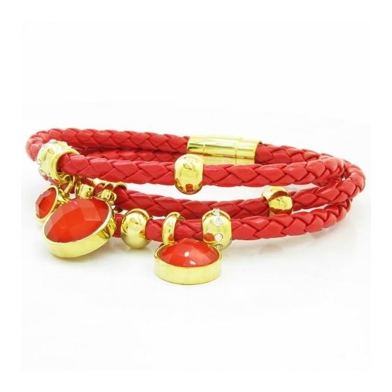 Womens red band red stone braided bracelet CBBR4 7.5 inches long and 79mm wide 2