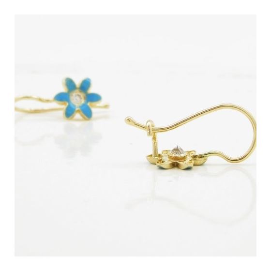 14K Yellow gold Flower cz hoop earrings for Children/Kids web39 4