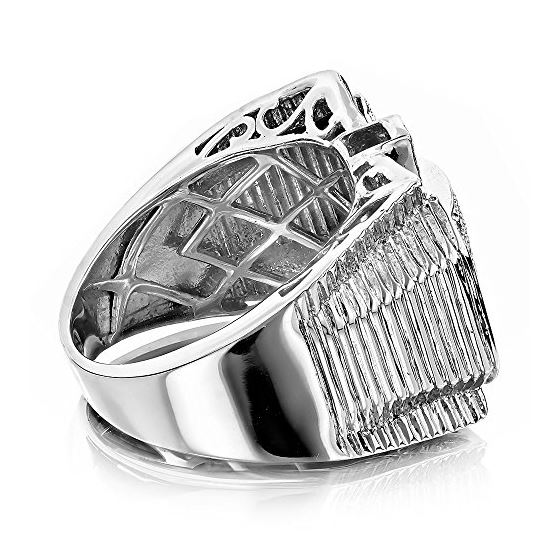 "1 Carat White Black Diamond Ring for Men Sterling Silver by LUXURMAN (1 Ctw