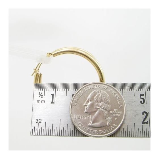 10k Yellow Gold earrings Plain hoop AGBE5 4