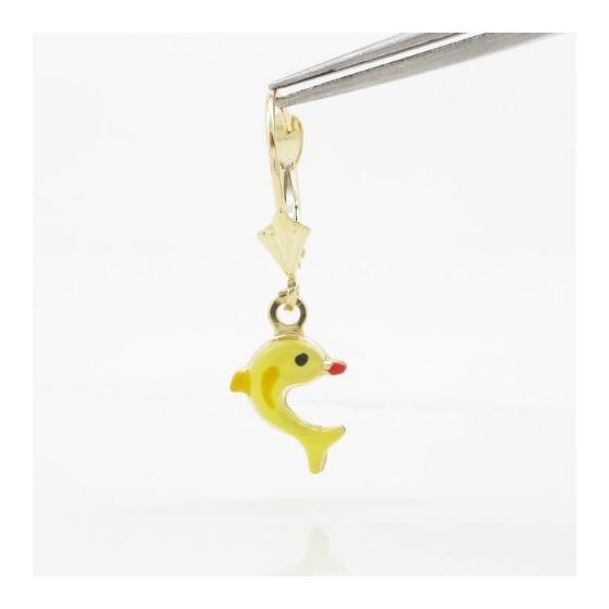 14K Yellow gold Dolphin chandelier earrings for Children/Kids web402 2