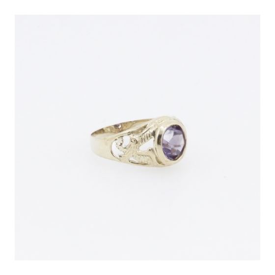 10k Yellow Gold Syntetic purple gemstone ring ajjr59 Size: 2.5 4